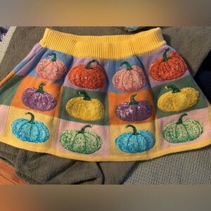 BNWT QUEEN OF SPARKLES Colorblock Pumpkin Mini Skirt